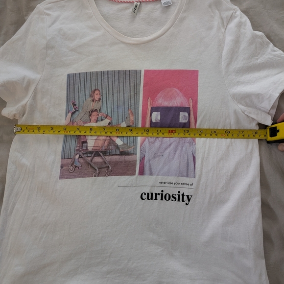 White Graphic T-Shirt with Curiosity Print - Picture 5 of 5
